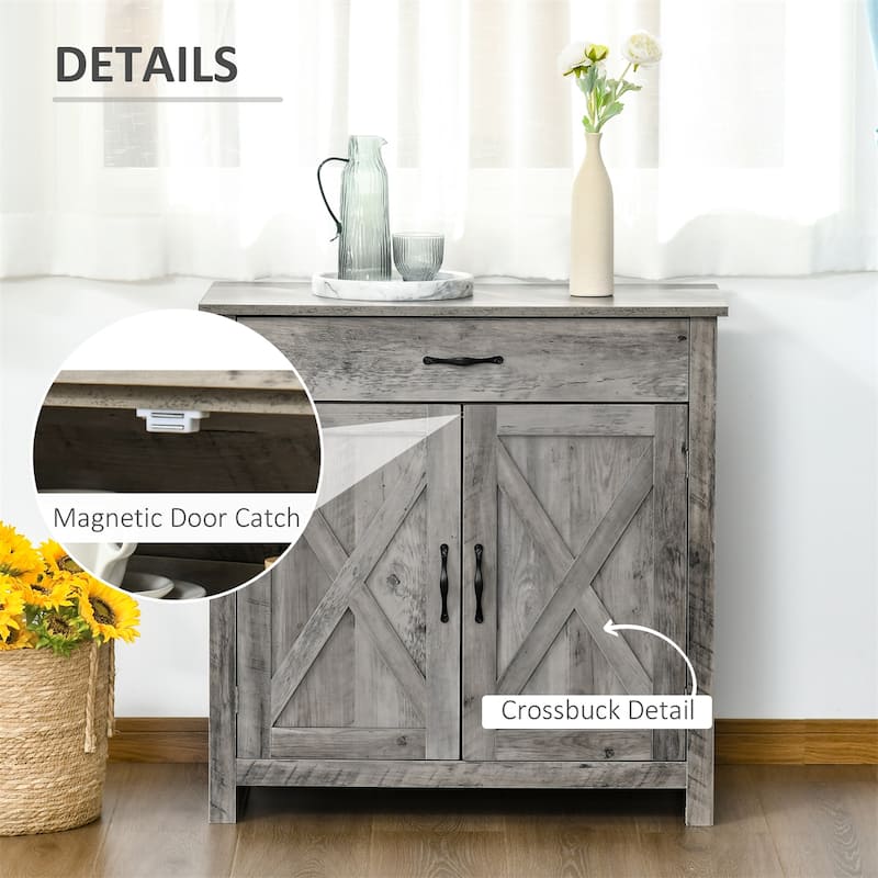 Barn Door Style Kitchen Sideboard Buffet Cabinet, 32" Accent cabinet