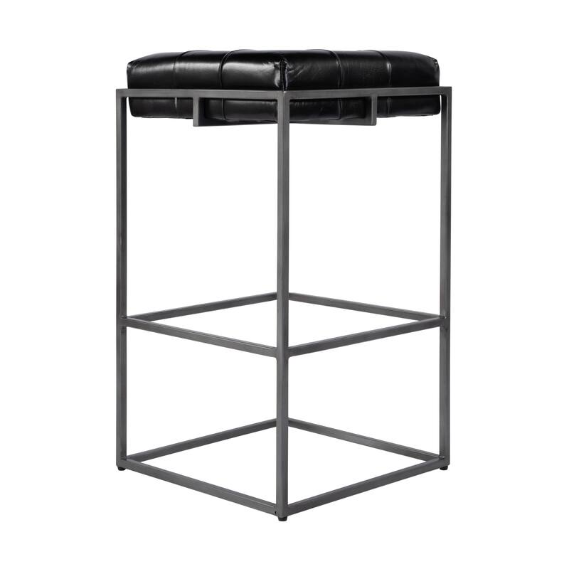 Eldridge Leather and Iron Backless Counter and Bar Stools with Footrest