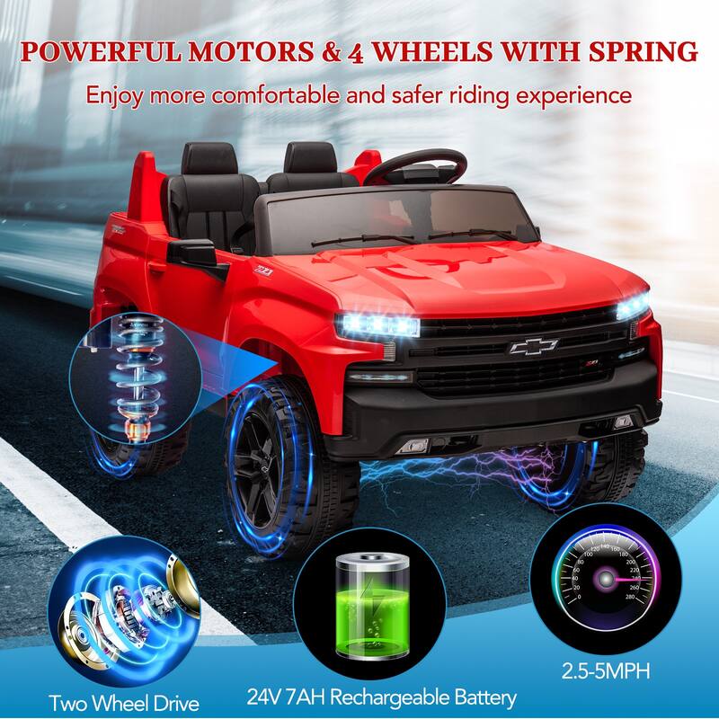 24V 2-Seater Electric Kids Ride-on Truck, Licensed Chevrolet Silverado for Kids Best Gifts