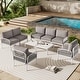 preview thumbnail 2 of 34, Christopher Knight Home - Ashton 5-Piece Outdoor Patio Sectional with Two Coffee Tables, Deep Seating and Plush Cushions White+Light Gray