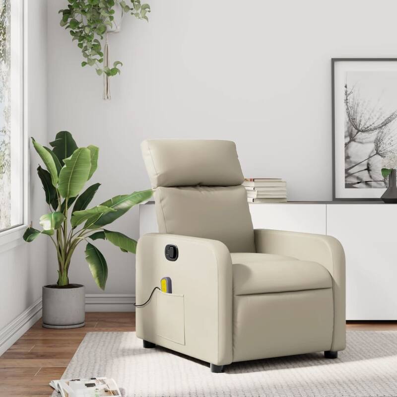 vidaXL Massage Recliner Chair Adjustable Footrests Massage Chair - Cream