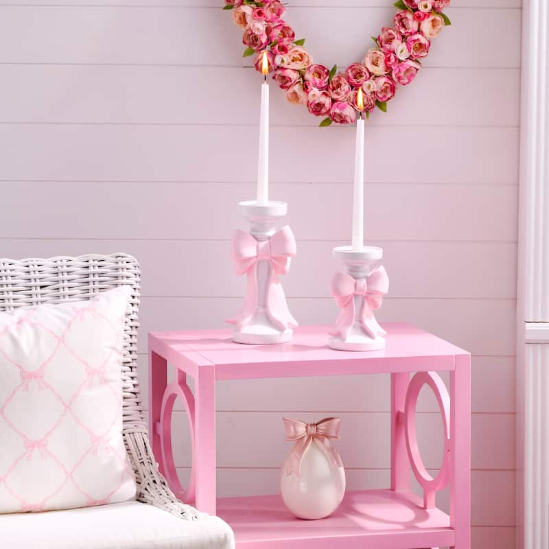 7-10" Resin Bowtie Candle Holder Set of 2