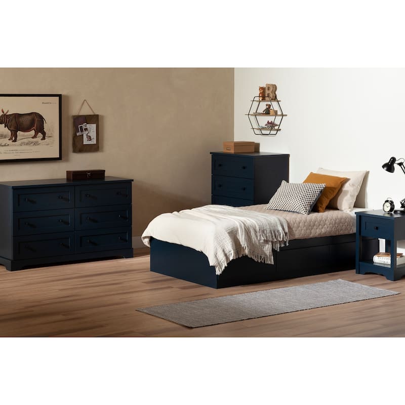 6-Drawer Navy Blue Dresser with Smooth Gliding Drawers, Modern Contemporary Lines, and Spacious Storage Space