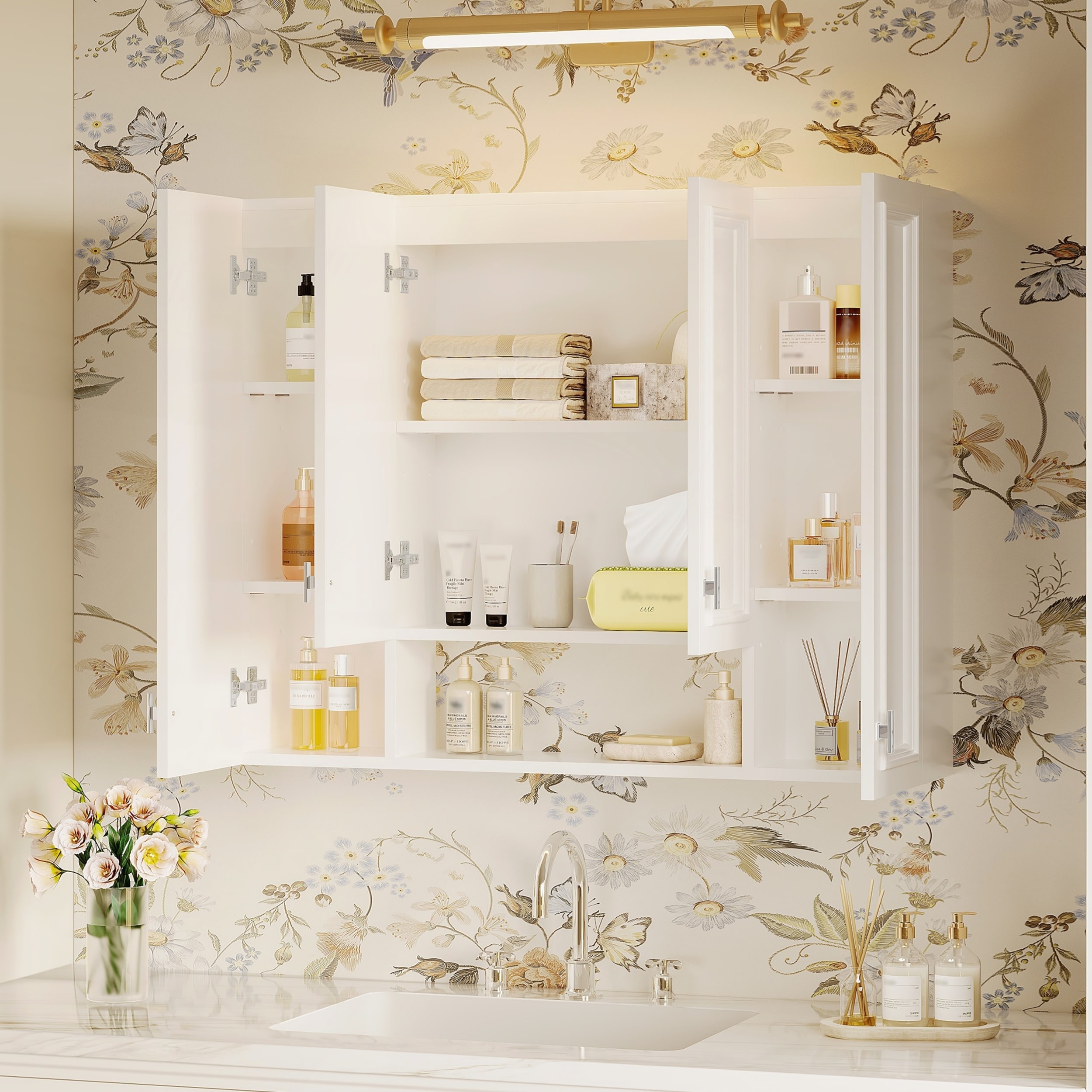 Modern Bathroom Cabinet with 5 Adjustable Shelves and Soft-Closing Hinges for Bathroom