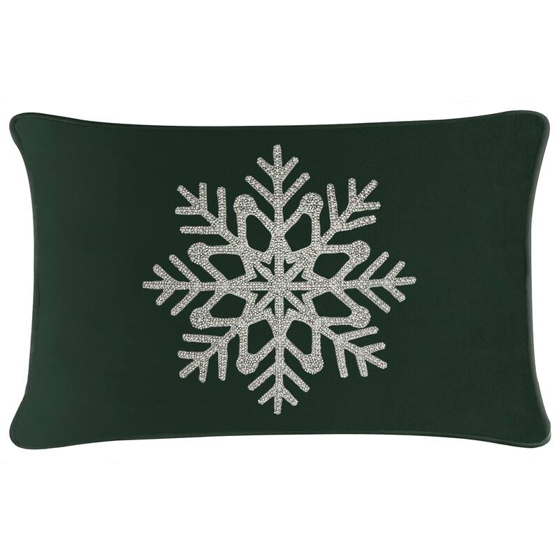 Sparkles Home Rhinestone Snowflake Pillow - Emerald - 14 x 14