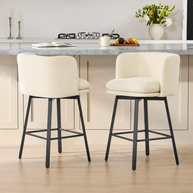 Spruce & Spring Modern Swivel Counter Bar Stool Set with Barrel Back&Double-layer Cushion