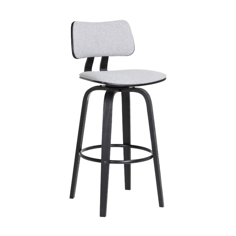 Faux Leather Armless Counter Height Bar Chair with Wood Frame, Swivel and Footrest - Light Gray And Black  30"