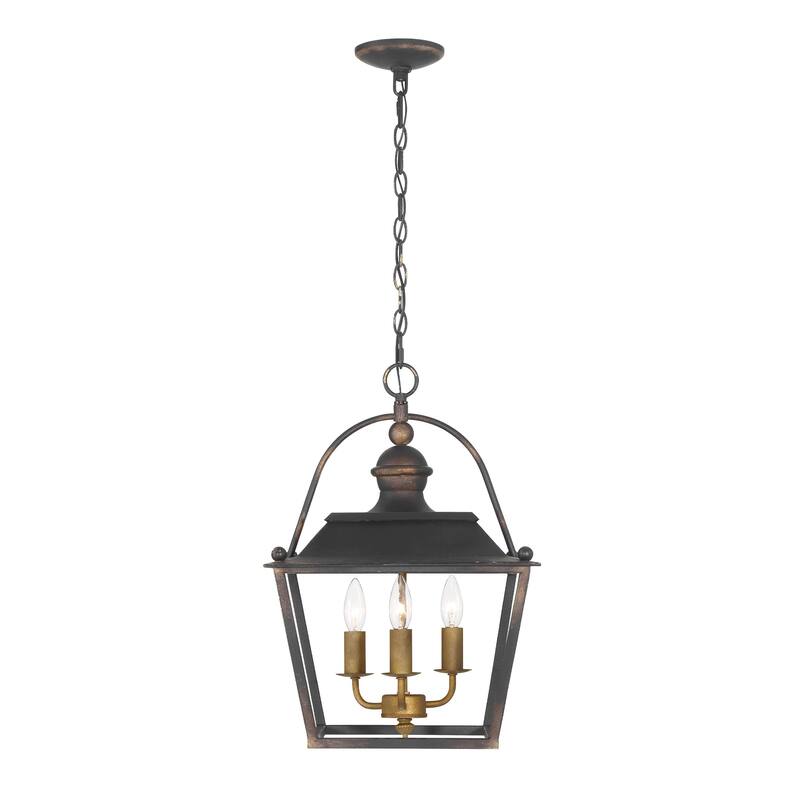 Christoff 3 Light Pendant in Antique Black Iron - Silver