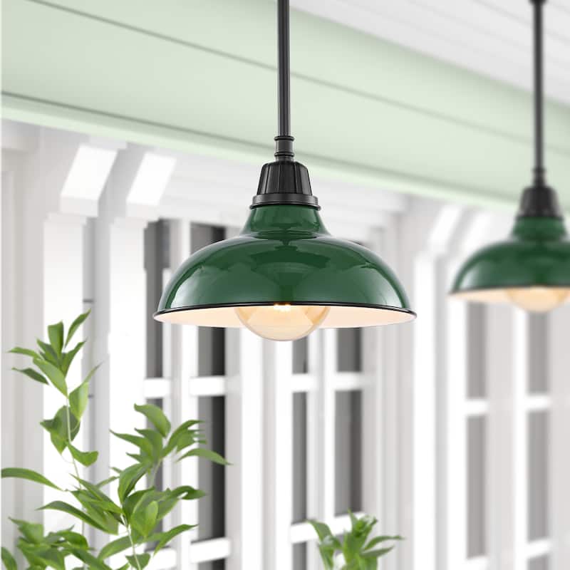 12.25" 1-Light Indoor/Outdoor Iron LED Pendant, by JONATHAN Y - 12.25