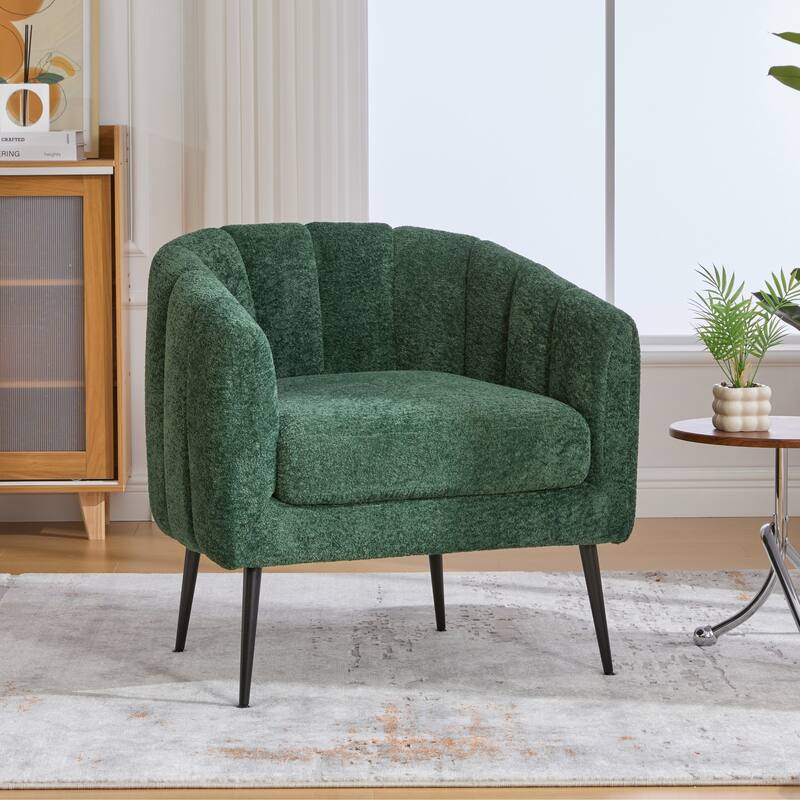 29.9" W Mid-Century Chenille Armchair with Metal Legs