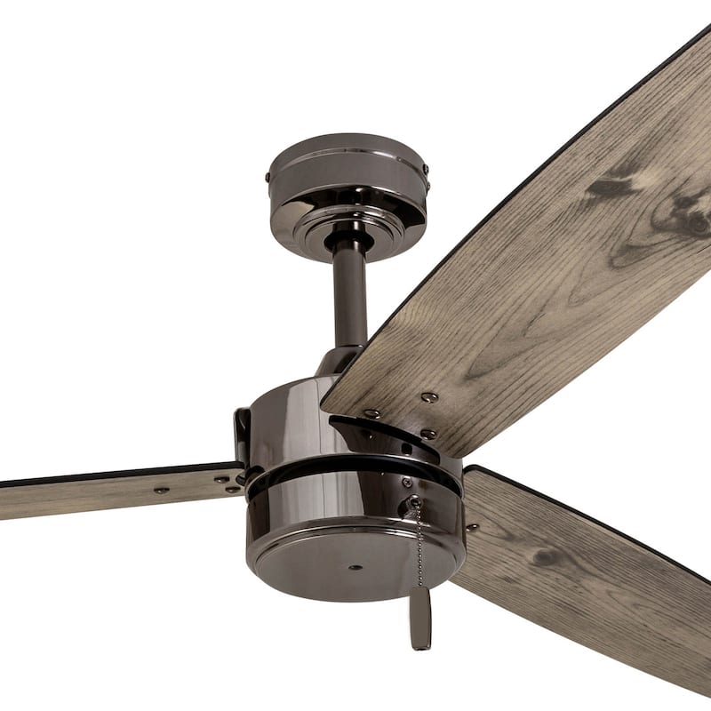 52" Prominence Home Journal Gun Metal Contemporary Indoor/Outdoor Ceiling Fan, Damp Rated with Pull Chains - 52-inch