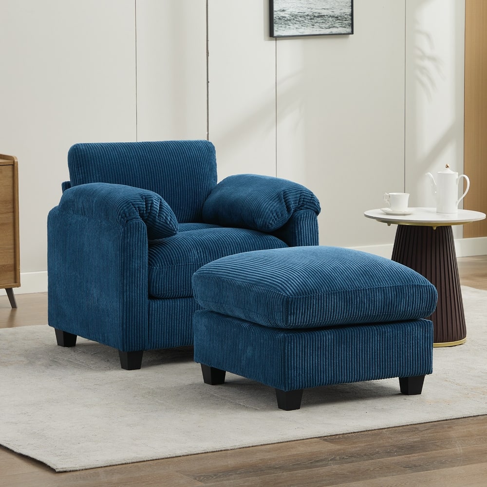Corduroy Single Sofa Chiar with A Removable Ottoman