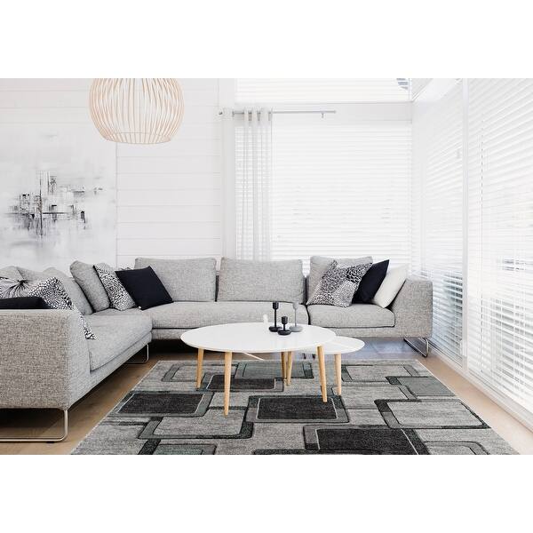 Shop Orelsi Black Grey Polyester Area Rug Overstock 28487472