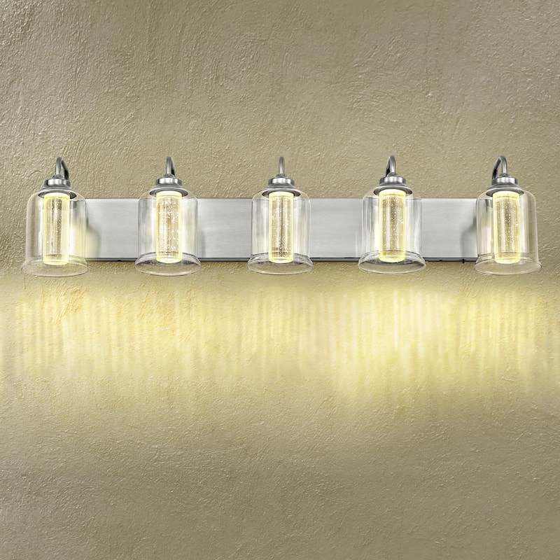 5-Light LED Bathroom Lights, Wall Sconces with 3 Colors Modes (3000K/4000K/5000K)