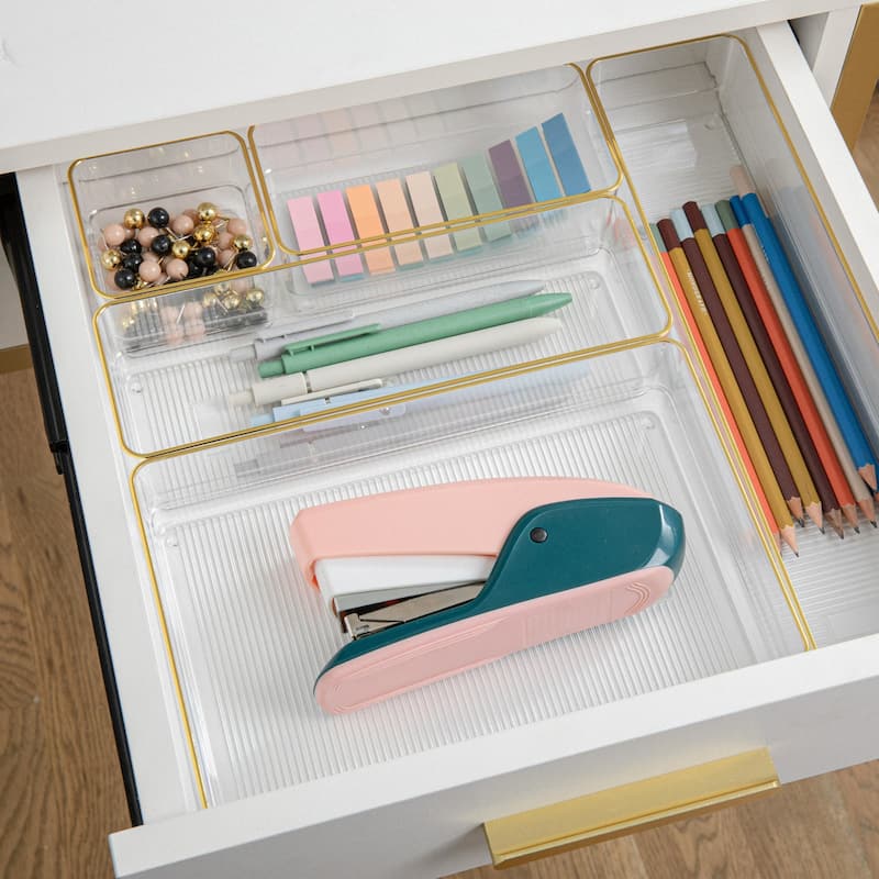 Flash Furniture BE-PB3685-G-6-MS Kerry 2" Tall Office Organizer Set - Clear / Gold
