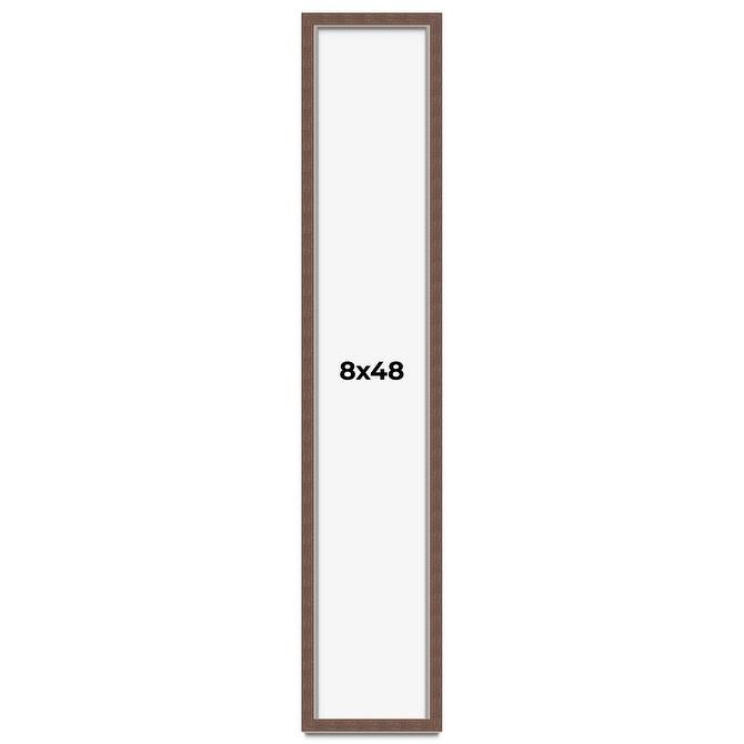 8x48 Shadow Box Frame Brown | 1.125 inches Deep Real Wood Rustic