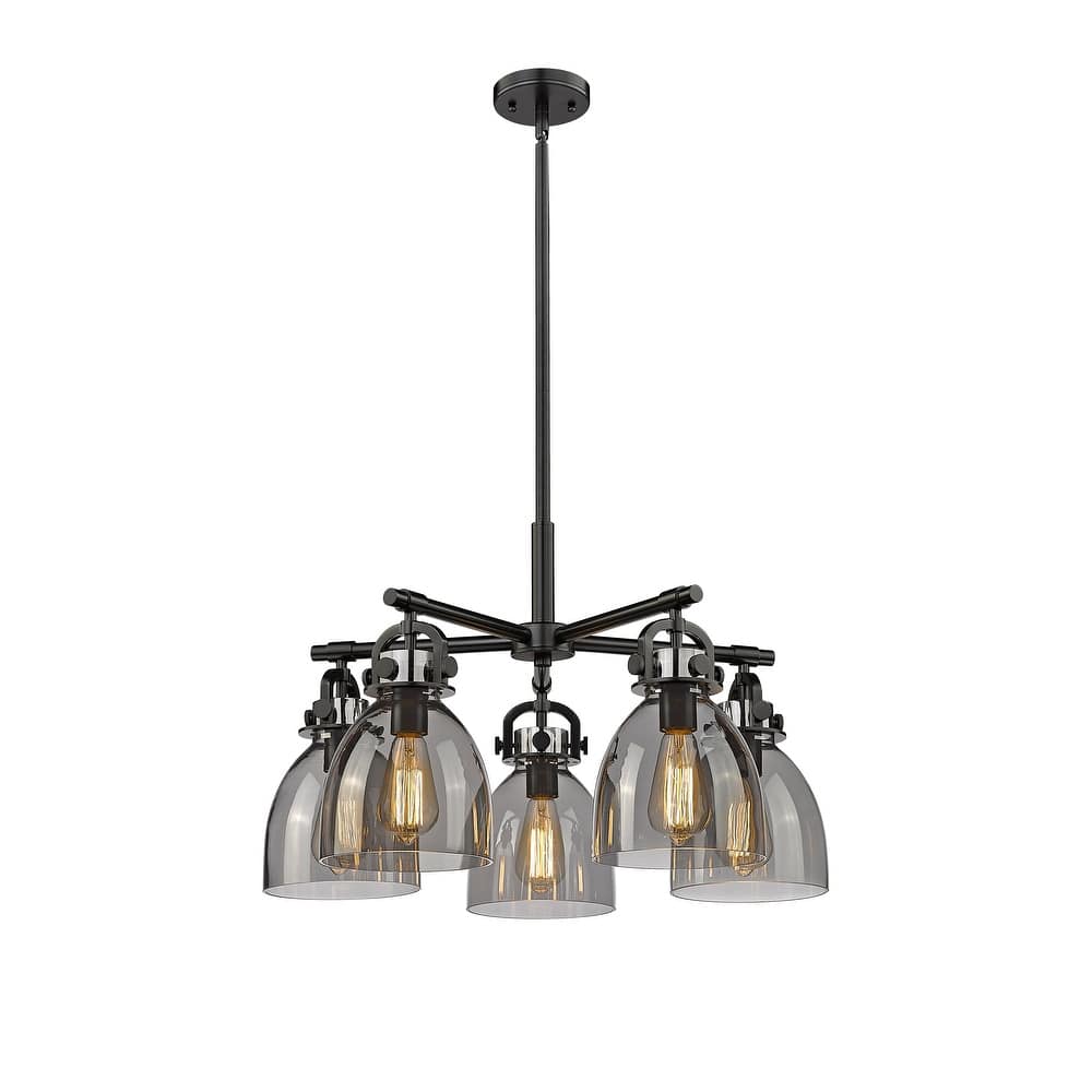 Innovations Lighting Newton Bell - 5 Light 7" Stem Hung Chandelier