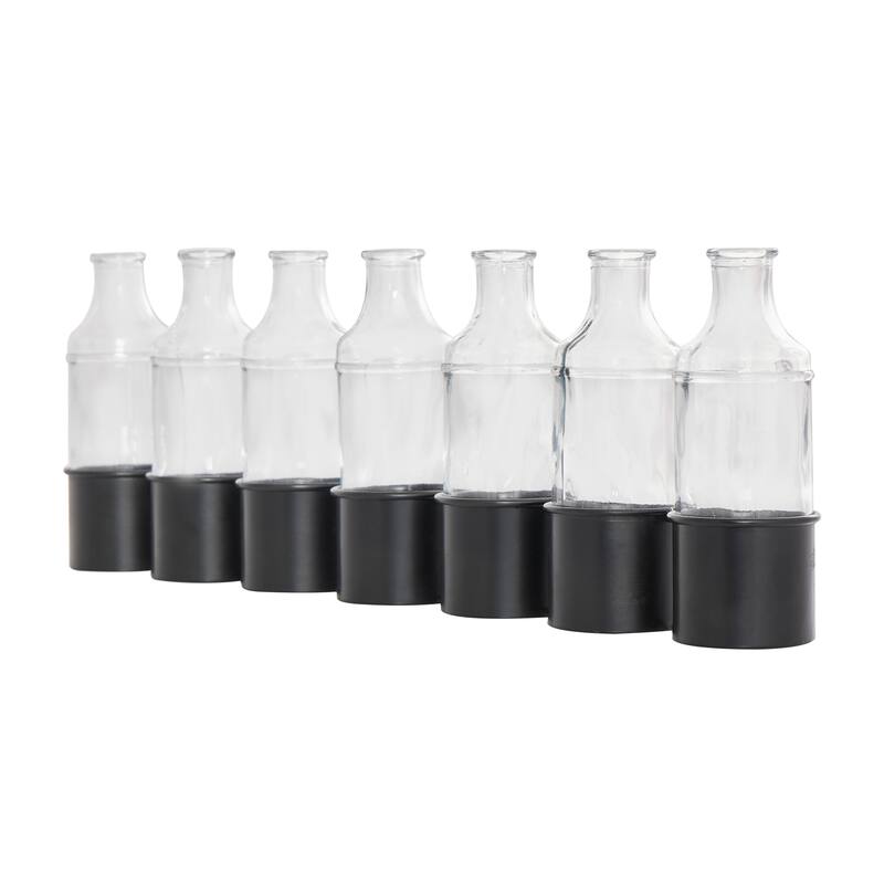 Black Metal Adjustable Bottle Decorative Vase with Clear Glass Bottles