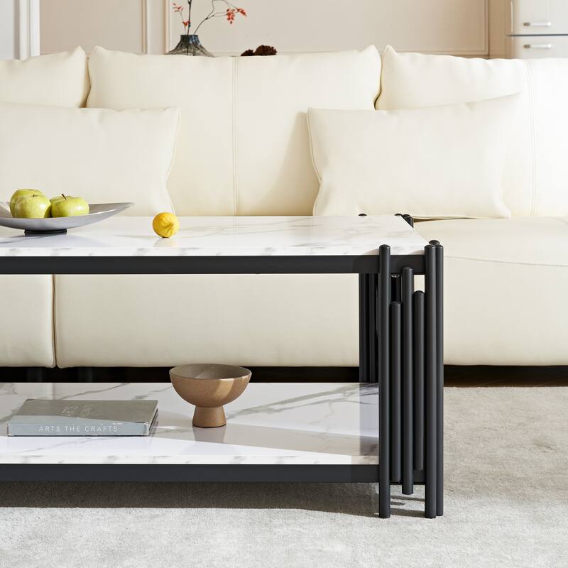 Rectangle End Table Coffee Table with Shelf Center Table