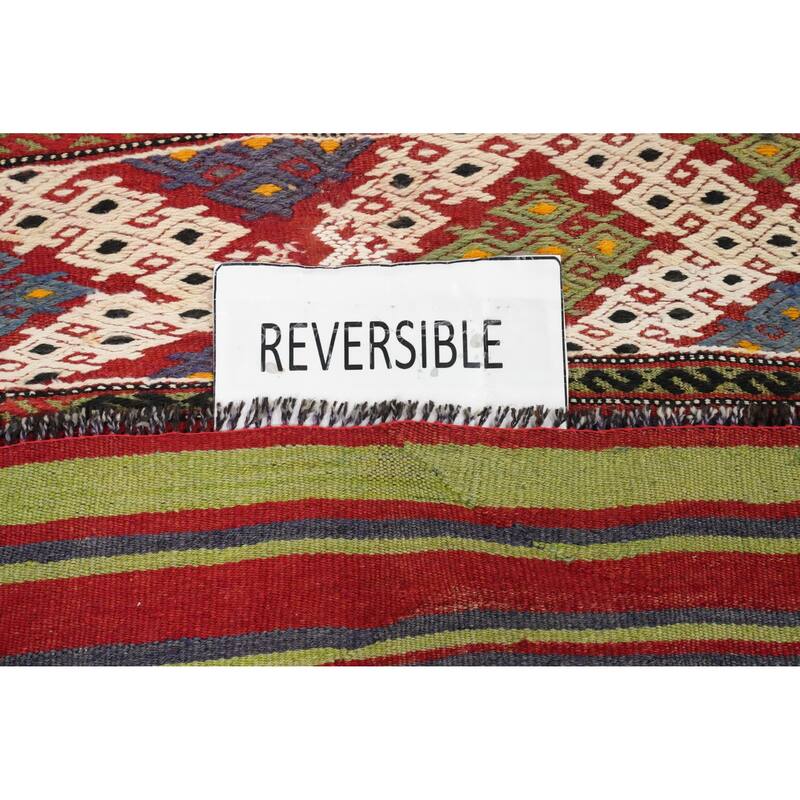 Hand Woven Oriental 100% Wool Carpet Southwestern Tribal Multi-Colored Kilim Area Rug - 7' 4'' X 4' 11''