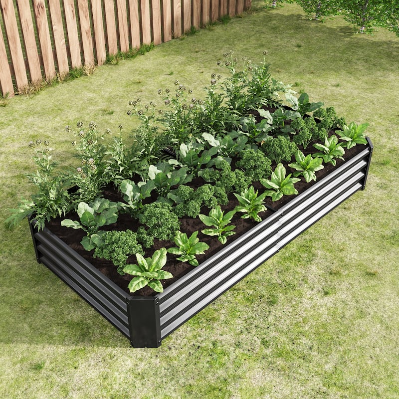 6×3×1ft Metal Raised Rectangle Planter Beds for Plants, Vegetables and Flowers