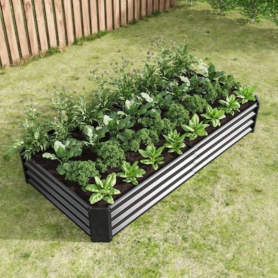 Metal Raised Rectangle Black Planter Beds Galvanized Raised Garden Bed Outdoor Long Raised Garden Bed for Vegetables Flowers