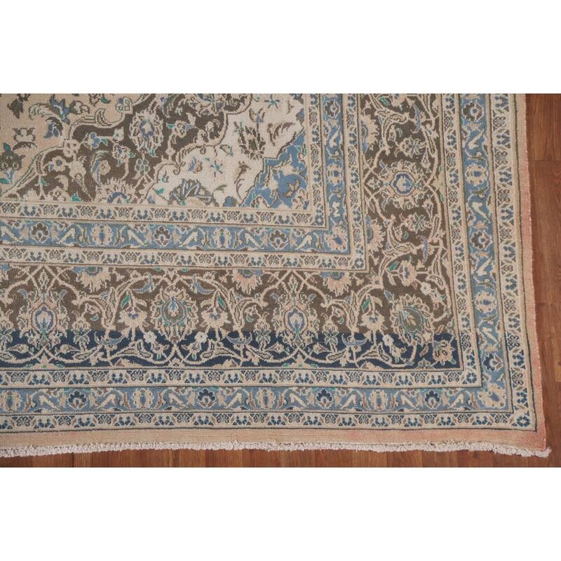Hand Knotted Oriental 100% Wool Carpet Traditional Floral Peach Mashad Area Rug - 12' 4'' X 9' 5''