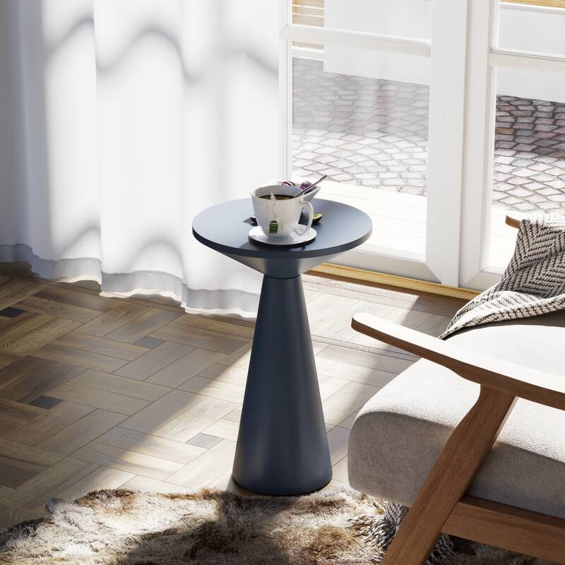 COZAYH Farmhouse Pedestal End Table, Round Martini Table Wood Plant Stand Rustic Small Drink Table for Living Room, Bedroom