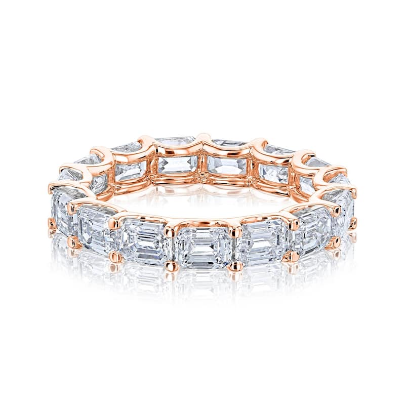 Annello by Kobelli 14k Gold East West Lab Grown Diamond (4x3mm) Eternity Ring (DEF/VS) - 4.5 - Rose