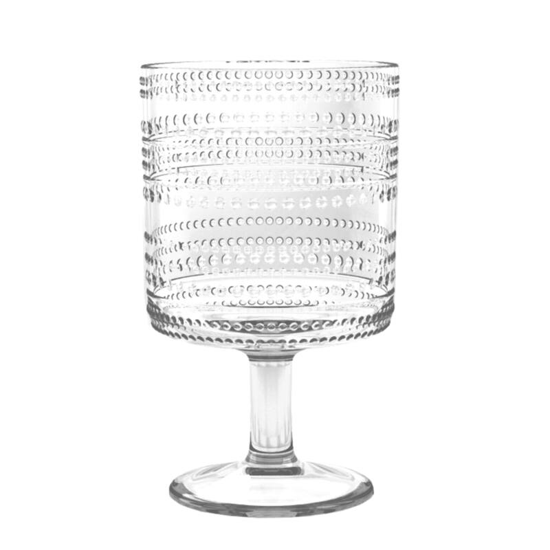 Abode Homewares by TarHong Beaded Stacking Goblet, Clear, 14.8 oz, Set of 6