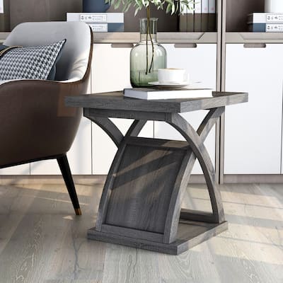 DH BASIC Transitional Distressed Grey 22-inch 1-Shelf End Table by Denhour