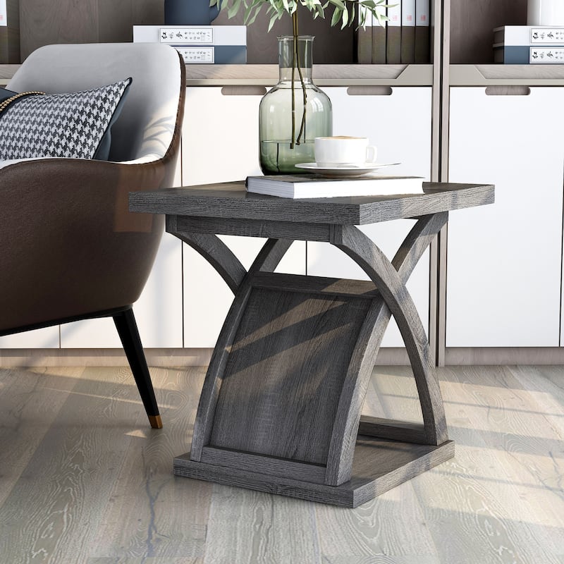 DH BASIC Transitional Distressed Grey 22-inch 1-Shelf End Table by Denhour - Distressed Grey