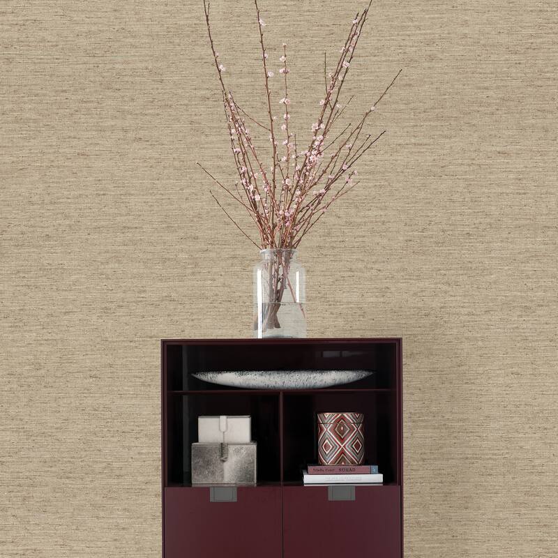 Everest Gold Faux Grasscloth Wallpaper