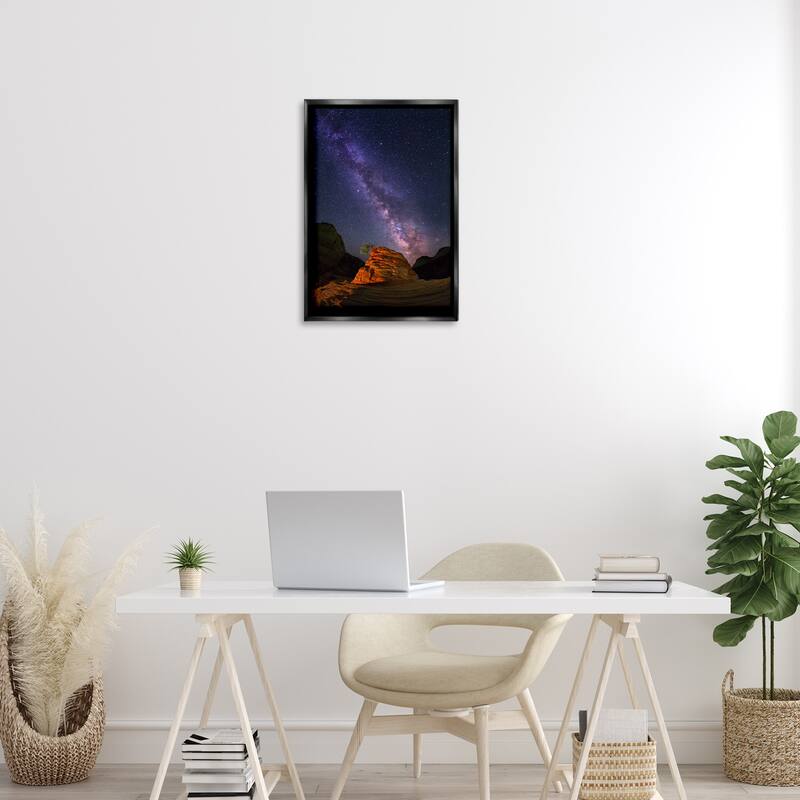Stupell Milky Way Stars over Canyon Framed Floater Canvas Wall Art Design By Royce Bair