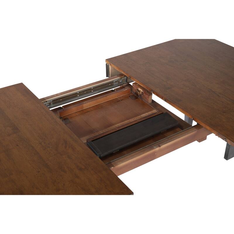 Expanding Dining Table Set - 6-8 Seater with Chairs & Buffet - Distressed Brown Wood Finish