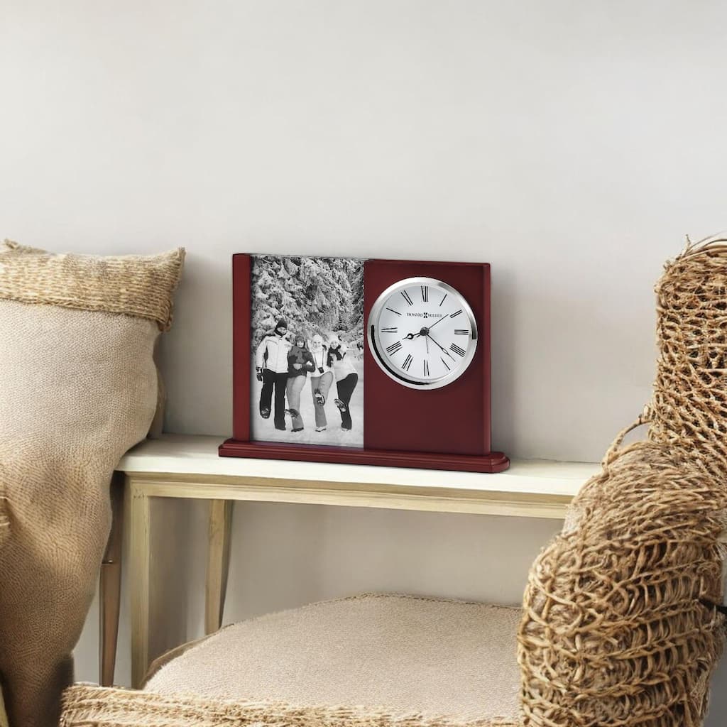 Howard Miller Portrait Caddy II Classic Modern Sleek Table Clock with Photo Insert