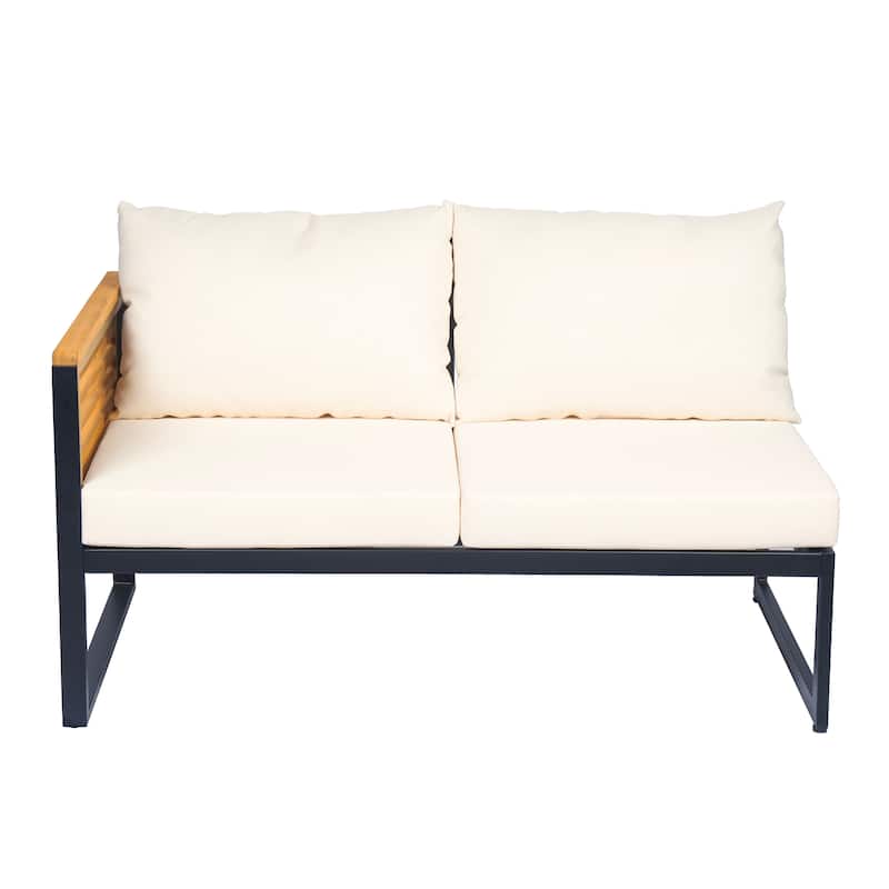 Christopher Knight Home - Adrian Outdoor 4-Piece Acacia Wood and Metal Patio Sectional Sofa Corner Set