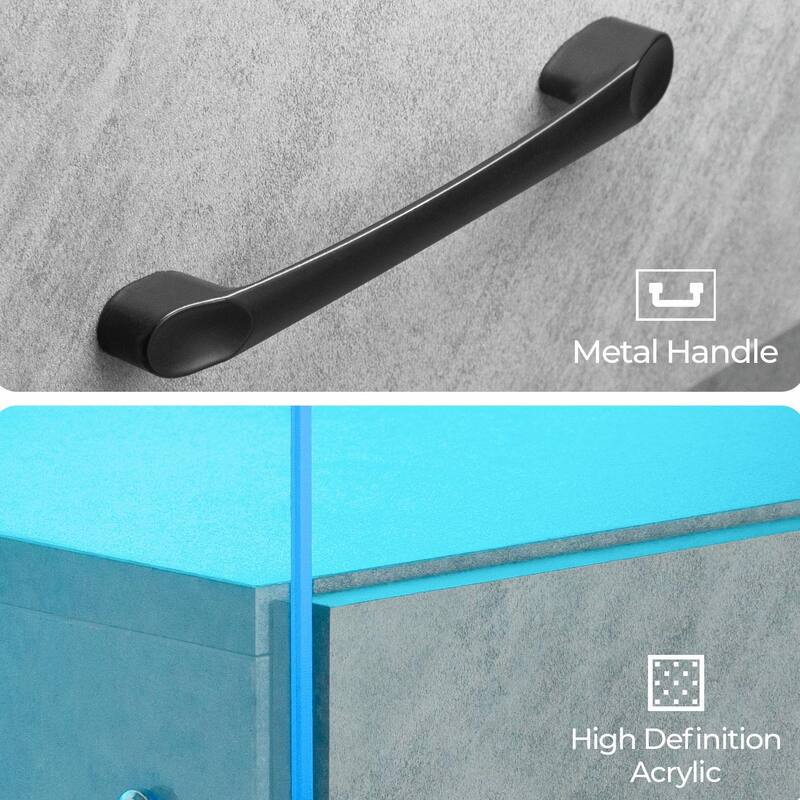 LED Nightstand with Adjustable Colors, 2 Drawers & Power Outlets