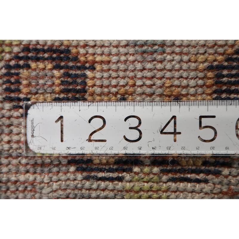 All-Over Geometric Oushak Indian Area Rug Hand-Knotted Wool Carpet - 9'0" x 11'11"