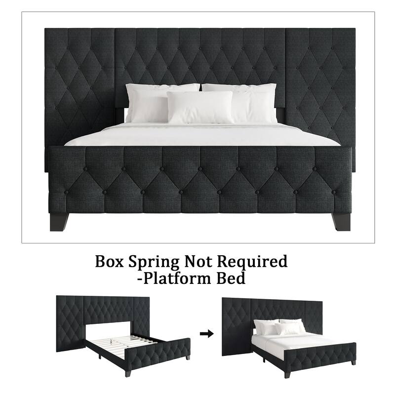 CraftPorch Modern Button Tufted Diamond Bed