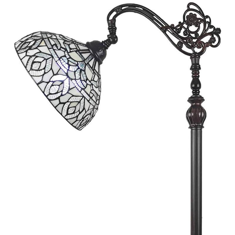 Tiffany Style Peacock Design Floor Reading Lamp Amora Lighting