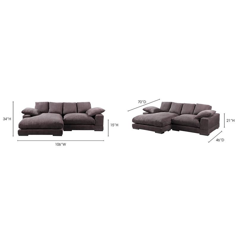 106 in. Wide Square Arm Polyester Fabric L-Shaped Sofa Deep-Seated Sectional Couches in Brown - 106"L×70"W×34"H