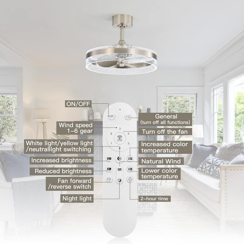 20-inch Ceiling Fan with Remote Control, Dimming and Reversible DC Motor