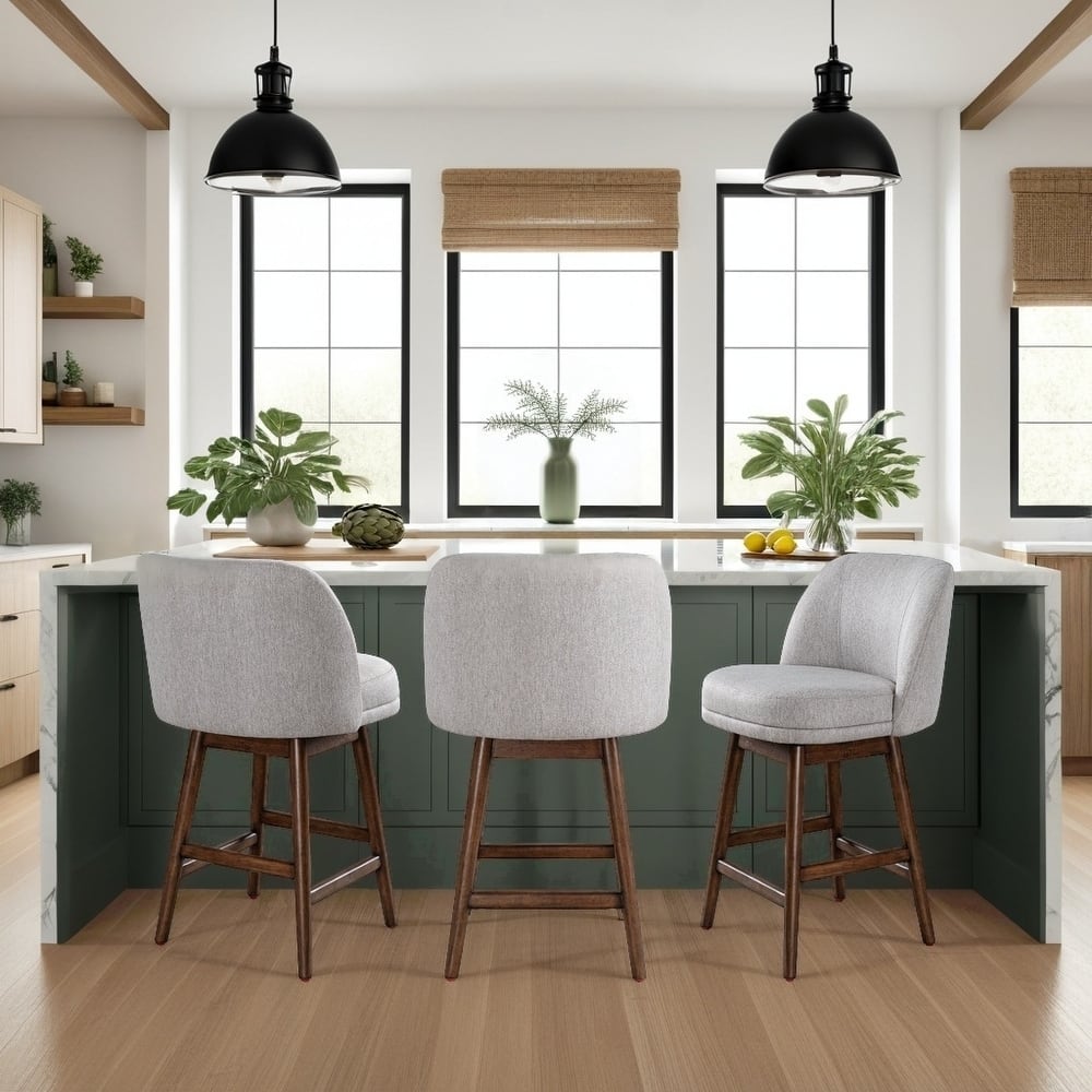 Sadie Modern Swivel Bar Stool, Upholstered Counter Height Chair with Solid Wood Frame