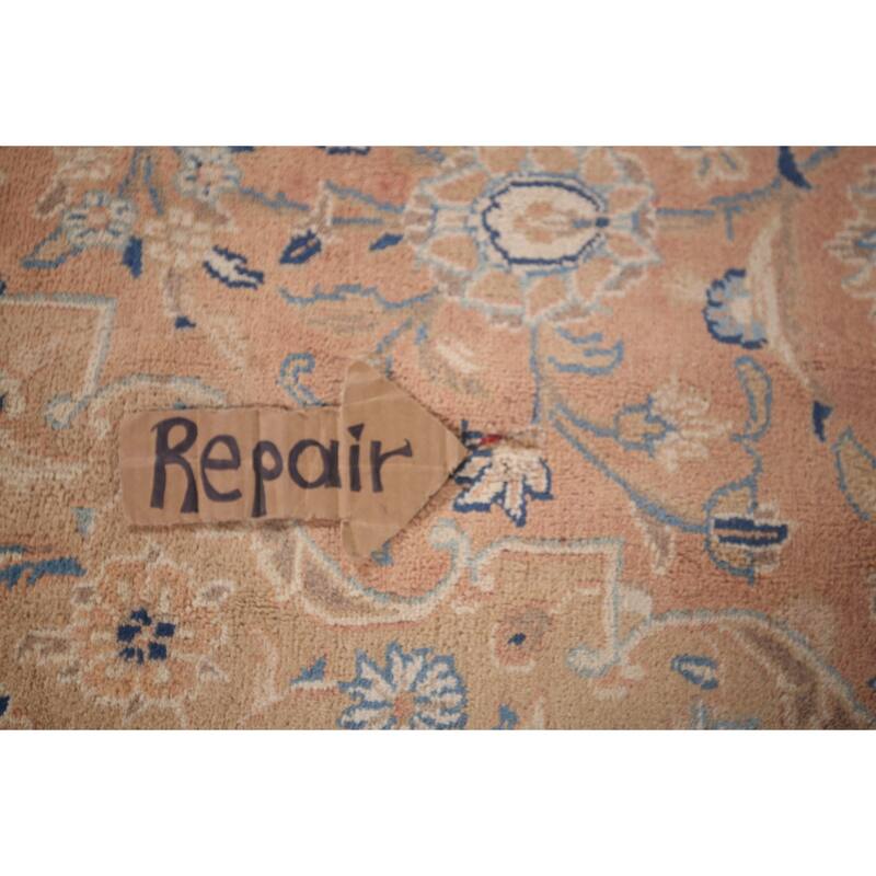 Traditional Mashad Persian Vintage Area Rug Hand-Knotted Wool Carpet - 9'4"x 12'5"