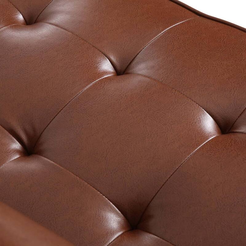 3-Seat Sofa with PU Leather, Wood Legs - Modern Home