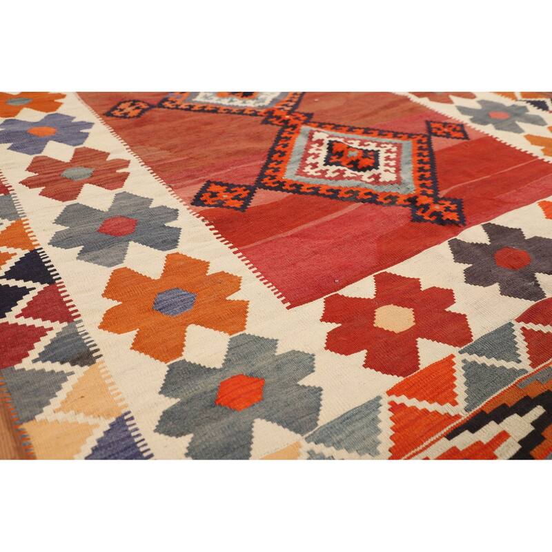Kilim Qashqai Persian Vintage Rug Hand-Woven Tribal Wool Carpet - 5'1"x 8'2"