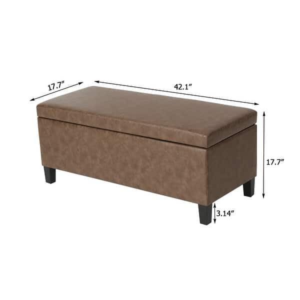 dimension image slide 2 of 5, Adeco Velvet Storage Ottoman Bench Rectangular Footstool Lift Top