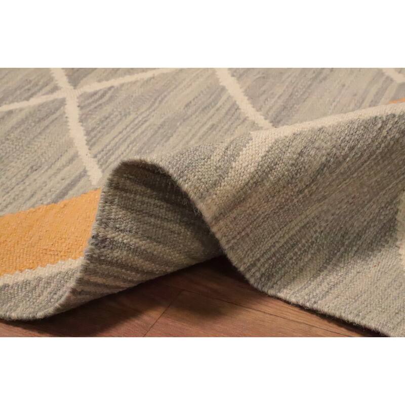 Hand Woven Oriental 100% Wool Carpet Southwestern Tribal Greys & Charcoal Kilim Area Rug - 7' 10'' X 5' 0''