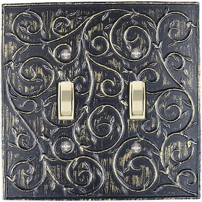 Meriville French Scroll 2 Toggle Wallplate, Double Switch Electrical Cover Plate